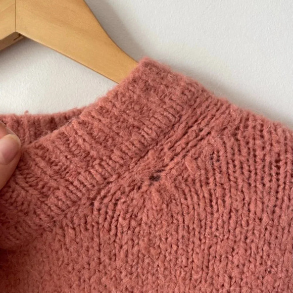 Zara Soft Cozy Knit Wool Alpaca Blend Drop  Shoulder Oversized Sweater Sz Small - Picture 5 of 8